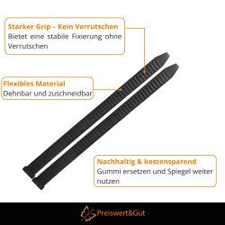 Spanngummi 2er Set für Wohnwagenspiegel zuschneidbar 34x2cm schwarz geeignet für Außenspiegel Caravan und Fahrschulspiegel universell nutzbar 3–4 mm stark Ersatzgummi für Spiegelverlängerungen