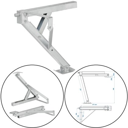 Kurbelstütze 600kg 477x195x460  rechts vorne oder links hinten kippbar Wohnwagen