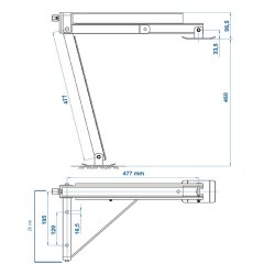 Kurbelstütze 600kg 477x195x460  rechts vorne oder links hinten kippbar Wohnwagen