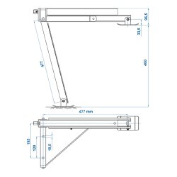 Kurbelstütze 600kg 477x195x460 links vorne oder rechts hinten kippbar Wohnwagen
