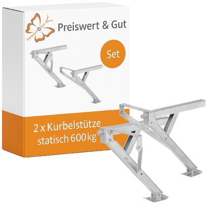 2x Stützen Höhenverstellbar L & R 600kg je Stück Wohnwagen Stützen 477x195 Höhe 460mm auch für Anhänger geeignet Top Gadgets mit Trapezgewinde Nivellierstütze