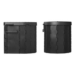 Campingtoilette faltbar 34,5x29x31,5cm Mobil Toilette ABS schwarz 150kg belastbar mit 12 Müllsäcken WC-Rollenhalter Stoffbeutel - Trenntoilette klappbar 34,5x29x7,6cm ohne Chemie