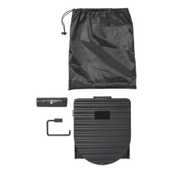 Campingtoilette faltbar 34,5x29x31,5cm Mobil Toilette ABS schwarz 150kg belastbar mit 12 Müllsäcken WC-Rollenhalter Stoffbeutel - Trenntoilette klappbar 34,5x29x7,6cm ohne Chemie