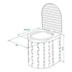 Campingtoilette faltbar 34,5x29x31,5cm Mobil Toilette ABS schwarz 150kg belastbar mit 12 Müllsäcken WC-Rollenhalter Stoffbeutel - Trenntoilette klappbar 34,5x29x7,6cm ohne Chemie