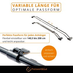 2x Flachplanenbügel für Anhänger – verstellbare Planenbügel für Flachplane 152–220 cm – Metall Bügel 2,5 mm – Anhänger Planenbügel – Stützstange für Anhängerplane