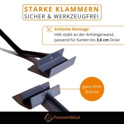 4x Flachplanenbügel Set verstellbar 152–220 cm Stahl Planenhalter mit Klemmbügel für Pkw Anhänger und Abdeckplane