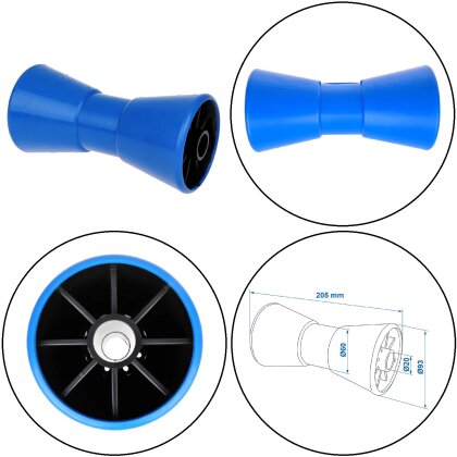 1x Kielrolle Bootzubehör ∅98-68mm-60mm Bugschutz aus PE Trailerrolle Bootstrailer