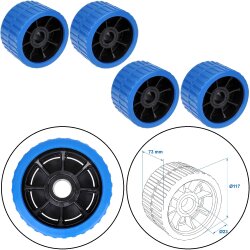 Bootsrolle PE 73mm 118mm Durchmesser leichtes Slippen...