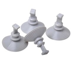 4x Saugnäpfe grau aus PVC mit starker Haftkraft als Saugnapfhaken für Thermomatte Frontscheibenabdeckung im Wohnmobil Auto & Camping Ø 4,4 cm