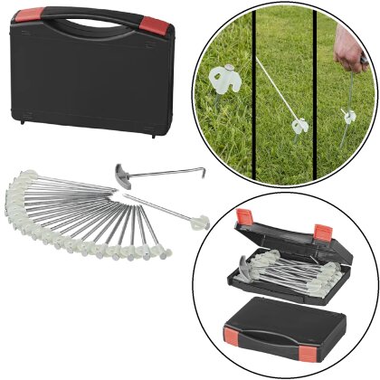 20x Felsbodenhering Heringe 20cm Haken LEUCHTET Heringzieher Erdnägel Heringset