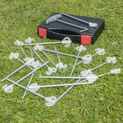 20x Felsbodenhering Heringe 20cm Haken LEUCHTET Heringzieher Erdnägel Heringset