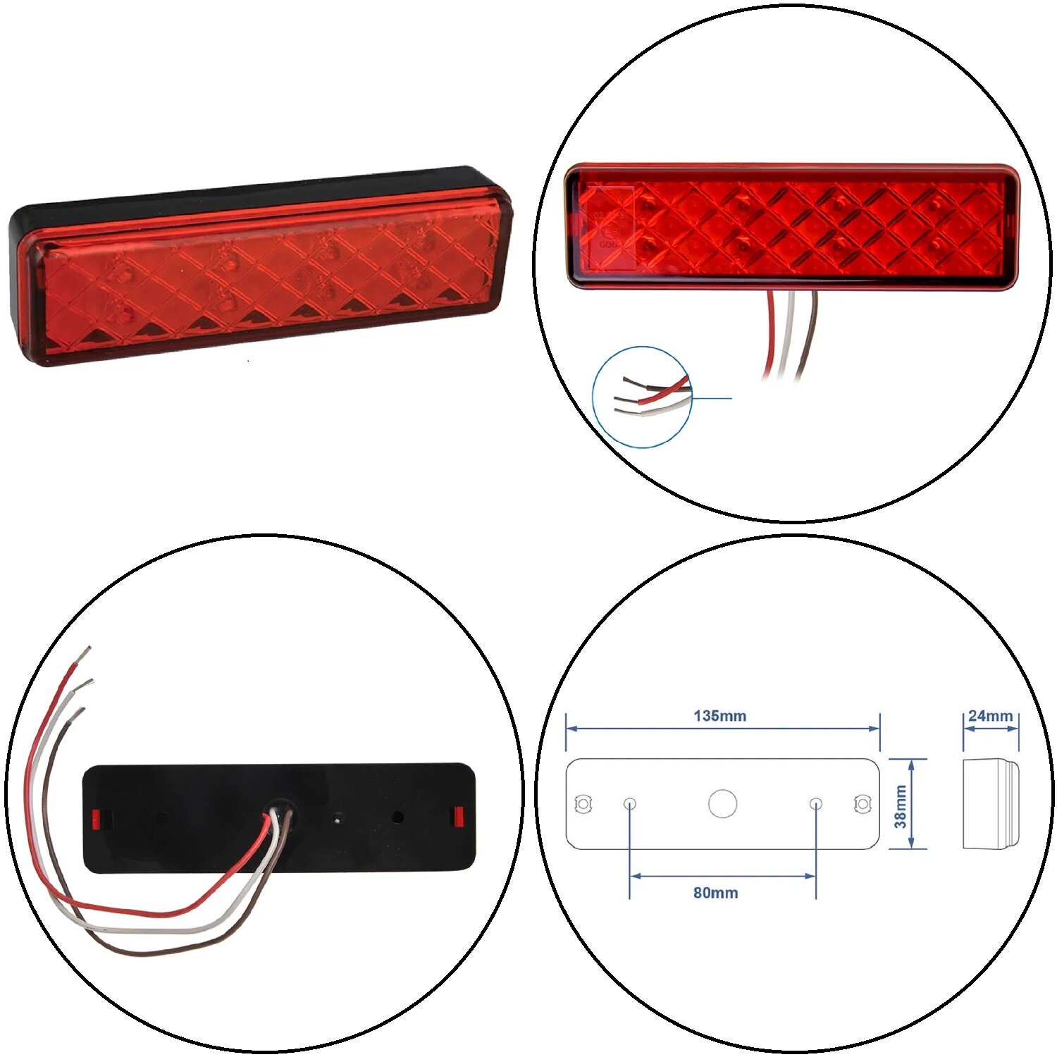 Rückleuchte Anhänger Bremslicht Rücklicht 12/24V LED 135x38 wasserdicht Trailer , 35,90