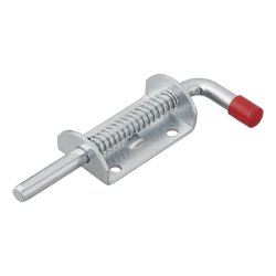 Riegelschloss 2x Federbolzen mit Montageplatte 4 Löcher Ø6 mm verzinkter Stahl Türen Tore Türriegel Federverriegelung 146 mm Stift Torverriegelung Sicherheitsriegel