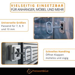 Vierkantschlüssel 2er Set 7 bis 10 mm aus Stahl 12,8 cm lang robust ergonomisch für Anhängerklappen Torverschlüsse Reparaturen universeller 4 Kant Steckschlüssel für Werkstatt Haushalt Fahrzeug