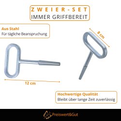 Vierkantschlüssel Set 7–10 mm Stahl Vierkant-Steckschlüssel für Anhänger Tore Klappen Technik Service 2 Stück 12,8 cm ergonomisch