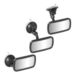 Universeller Zusatzspiegel Auto konvex 11,5x5,5 cm mit Flexarm 4 cm Saugnapf Ø5,5 cm Rückspiegel Erweiterung für Fahrschule Eltern Babyüberwachung 1 Stück