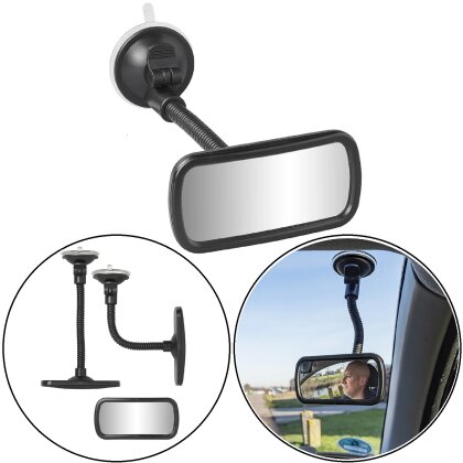 Zusatzspiegel Auto universal konvexer Innenspiegel mit Flexarm 12 cm Saugnapf Ø5,5 cm Rückspiegel Erweiterung für Fahrschule Babybeobachtung 11x5 cm 1 Stück