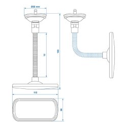 Zusatzspiegel Auto universal konvexer Innenspiegel mit Flexarm 12 cm Saugnapf Ø5,5 cm Rückspiegel Erweiterung für Fahrschule Babybeobachtung 11x5 cm 1 Stück