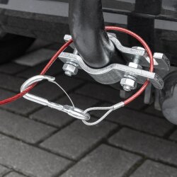 Abreißseil für Anhänger Sicherungsseil Länge 1m mit Ring und Karabiner Farbe Rot