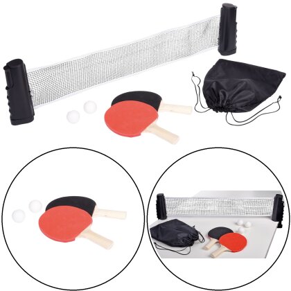 Tischtennis Set Outdoor & Indoor – Tischtennisschläger ausziehbarem Netz, 2 Schläger, 3 Bälle – Tischtennisbedarf für jede Gelegenheit!