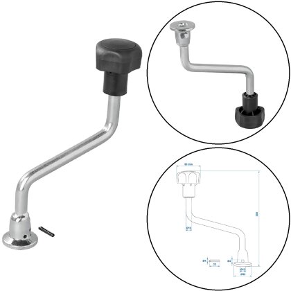 Hebel für Stützrad 48 mm aus Stahl mit Unterplatte 200 mm Kurbel für Bugrad und Deichselrad leichte Montage robustes Ersatzteil für Anhänger stabile Ausführung 370 Gramm