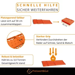 Anfahrhilfe 2er Set Sandbleche Offroad 60x30 cm faltbar...