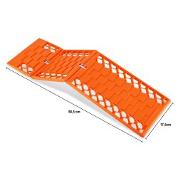 Anfahrhilfe 2er Set Sandbleche Offroad 60x30 cm faltbar bis 3t Traktionshilfe Schnee Sand Matsch Orange für PKW Wohnmobil Camper Transporter