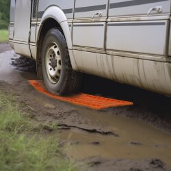 Anfahrhilfe 2er Set Sandbleche Offroad 60x30 cm faltbar bis 3t Traktionshilfe Schnee Sand Matsch Orange für PKW Wohnmobil Camper Transporter