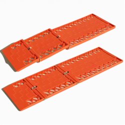 Anfahrhilfe 2er Set Sandbleche Offroad 60x30 cm faltbar bis 3t Traktionshilfe Schnee Sand Matsch Orange für PKW Wohnmobil Camper Transporter