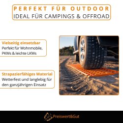 Sandbleche 2er Set 3 Tonnen Anfahrhilfe 60 cm faltbar 30 cm Offroad Sandboards für Wohnmobil PKW Schnee Sand Matsch in Orange Traktionshilfe robust strapazierfähig 17,5 cm breit Preiswert Gut