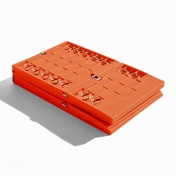 Sandbleche Anfahrhilfe 2er Set faltbar als Traktionshilfe bis 3 Tonnen 60 cm für PKW Wohnmobil Offroad geeignet für Sand Schnee und Matsch in Orange