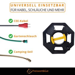 2x Leere Kabelaufroller inkl. Drehknopf – Kabeltrommel & Schlauchtrommel für CEE-Kabel Gartenschlauch Seile für Camping