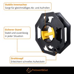 2x Leere Kabelaufroller inkl. Drehknopf – Kabeltrommel & Schlauchtrommel für CEE-Kabel Gartenschlauch Seile für Camping