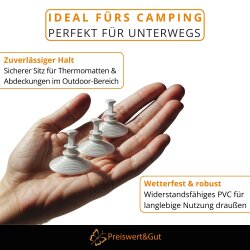 Saugnapf Set 16 Stück Ø 4,4 cm für Thermomatten Frontscheibenabdeckungen geeignet für Wohnmobile Fiat Ducato Peugeot Boxer Citroën PVC grau Rutschverhinderer für Glas Spiegel Fliesen Camping