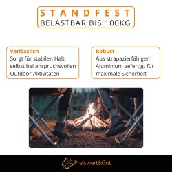 2x Camping Tisch klappbar 3.1 Camping Hocker faltbar 45 cm Sitzhöhe 1,4Kg 100KG