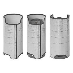 Gasflasche Abdeckung 5 kg aus 3 lagigem reflektierendem Isoliermaterial 50 x 78,5 cm mit Klettverschluss Schutz vor Hitze und Kälte für Propangasflaschen ideal für Camping Outdoor Terrasse