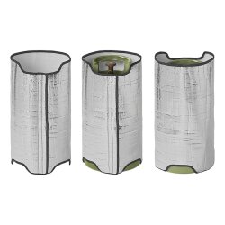 Gasflasche Abdeckung 11 kg aus 3 lagigem reflektierendem Isoliermaterial 60,5 x 101,5 cm mit Klettverschluss Schutz vor Hitze und Kälte für Propangasflaschen ideal für Camping Outdoor Grillen