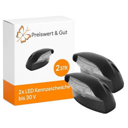 LED Kennzeichenleuchte 10 bis 30 V wasserdicht IP67 ECE R4 – Kennzeichenbeleuchtung 2er Set mit 4 SMD LEDs 1 W – Nummernschildbeleuchtung für PKW LKW Wohnmobil und Anhänger
