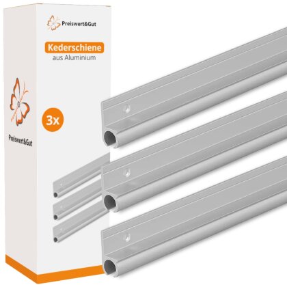3STK Kederschiene 7-9 mm Alu silber 180 Grad Winkelprofil Kederleiste 100 cm mit Schrauben