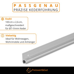 3STK Kederschiene 7-9 mm Alu silber 180 Grad Winkelprofil...