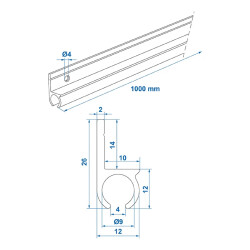 3STK Kederschiene 7-9 mm Alu silber 180 Grad Winkelprofil Kederleiste 100 cm mit Schrauben