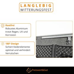 Kederschiene Alu 1M 3er Set 180 Grad Winkelprofil Ø7–9mm je 100 cm Kederleiste für Wohnwagen Markise Vorzelt und Sonnensegel mit 6 Bohrlöchern und Schrauben
