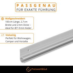 3STK Kederschiene 7-9 mm Alu silber eloxiert 90 Grad...