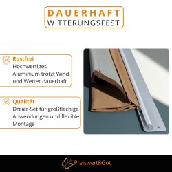 3x Kederschiene Alu 90° 100 x 2,7cm – als Wohnwagen Zubehör und auch Zurrschienen mit 6 Schrauben für Ø7–9mm Kederleisten Haken, Sonnensegel Keder und Airlineschiene Zubehör