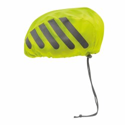 2 x Regenschutz Fahrradhelm Neon Gelb mit reflektierenden Streifen - Helmüberzug Fahrrad Universal passend - Kordelzug