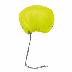 2 x Regenschutz Fahrradhelm Neon Gelb mit reflektierenden Streifen - Helmüberzug Fahrrad Universal passend - Kordelzug