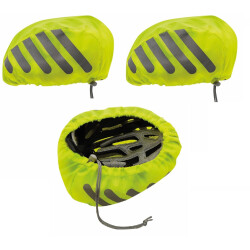 2x Regenschutz Fahrradhelm Neon Gelb Helmüberzug Fahrrad reflektierende Streifen