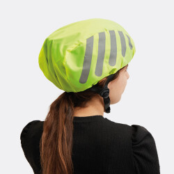 2x Regenschutz Fahrradhelm Neon Gelb Helmüberzug Fahrrad reflektierende Streifen