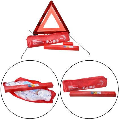 AS Erste Hilfe Set Auto 44-teilig – STVZO Notfalltasche mit Warndreieck & Masken – KFZ Sicherheitsset AS