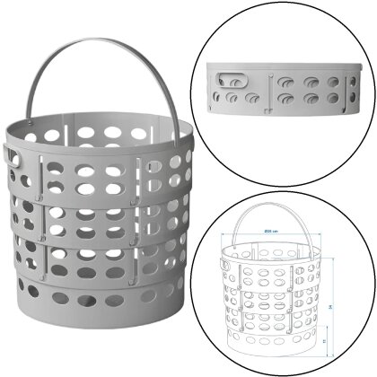 Wäschekorb faltbar Camping Wäschebox Kunststoff hellgrau 35 x 34 cm Kompakt klappbar mit 2 Seitengriffen und Klappgriff, offen H 34 cm, gefaltet H 11 cm